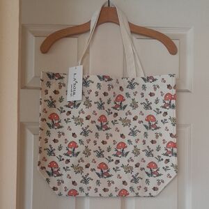 LA Soul Mushroom Floral Daisy Shroom Canvas Tote Bag